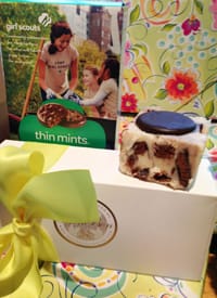 Girls Scout Thin Mint Cookies are the inspiration for our Fudge of the Month Flavor.